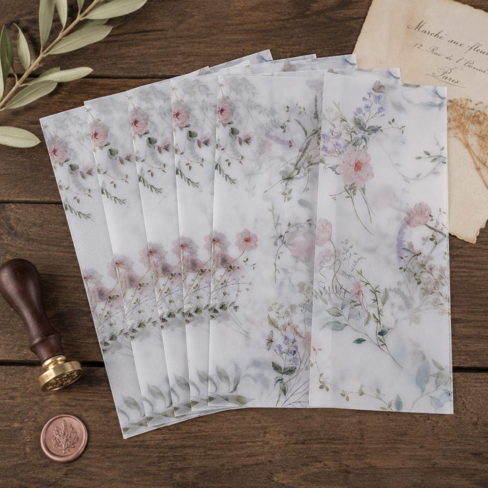 Wedding Envelopes - 20/50pcs Vellum Wrap with Watercolor Wildflowers,DIY