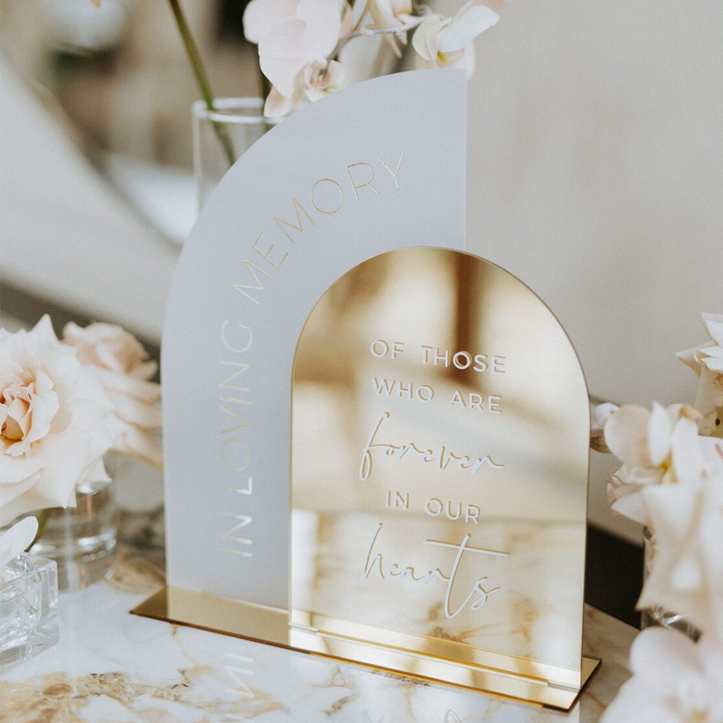 Table Number Gold - In Loving Memory Sign,Gold Mirror Wedding