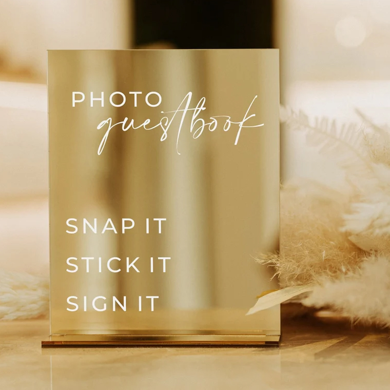 Table Number Gold - Rectangle Gold Mirror Wedding Signs,Wedding Table