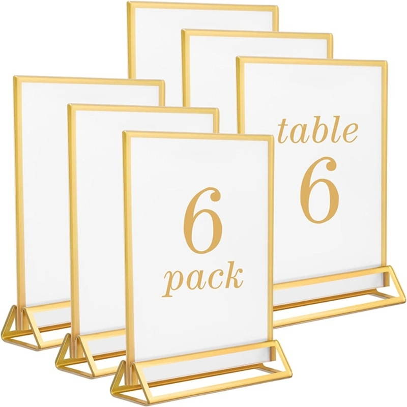 Table Number Gold - Clear Acrylic Wedding Table Number Stand