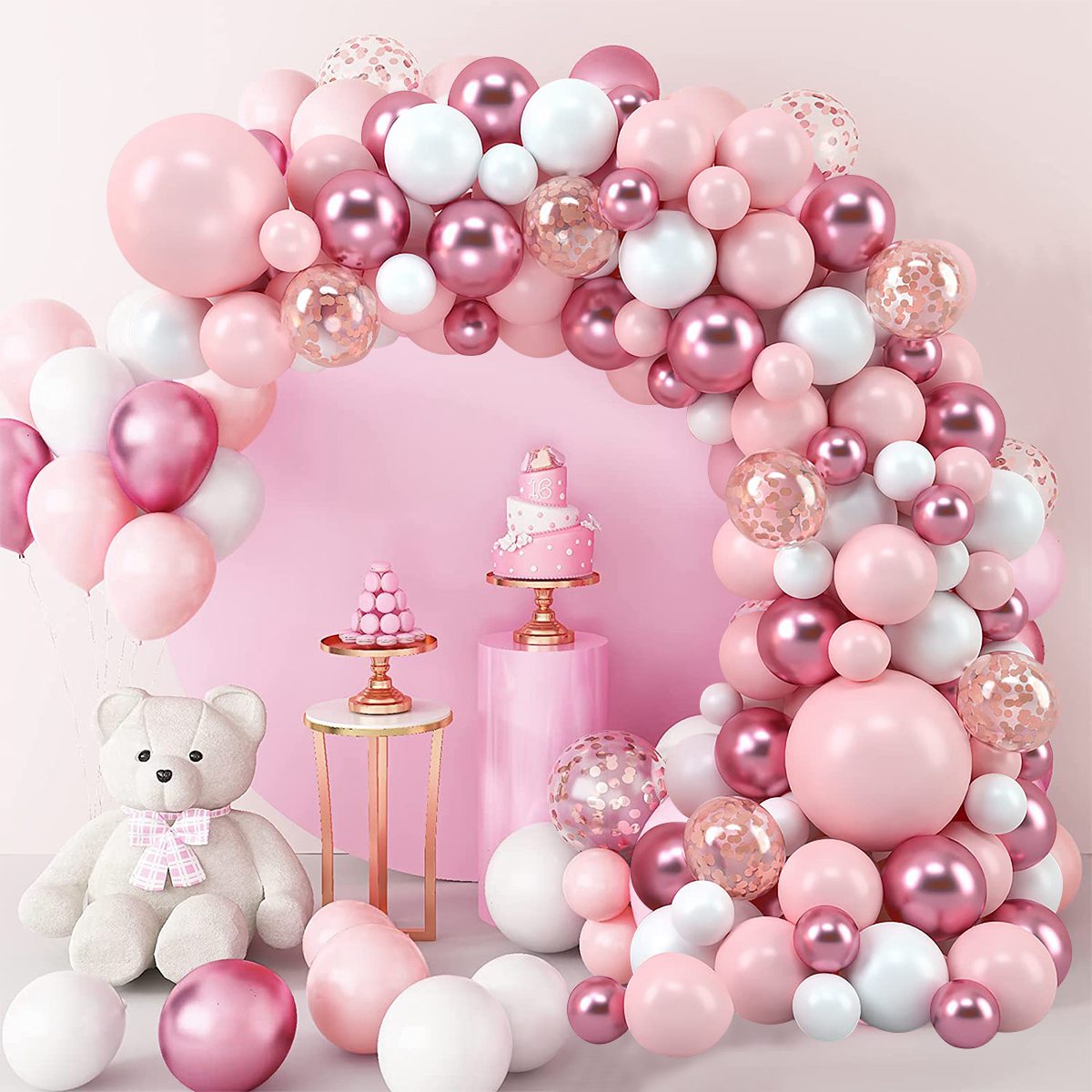 Pink Macaron Balloons Garland  - đánh giá và giá Wedding Day Supply Kit