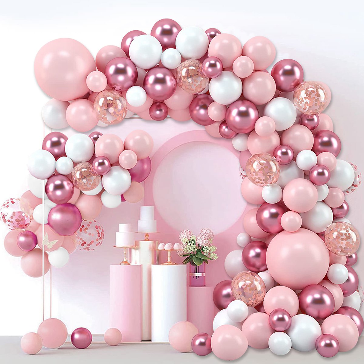 Pink Macaron Balloons Garland  - đánh giá và giá Wedding Day Supply Kit