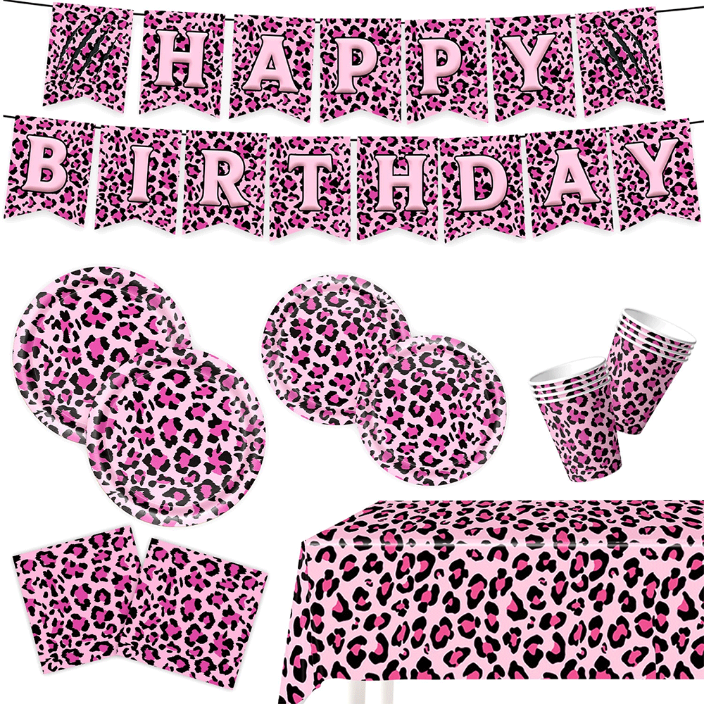 Pink Leopard Print Birthday Pa - đánh giá và giá Wedding Day Supply Kit