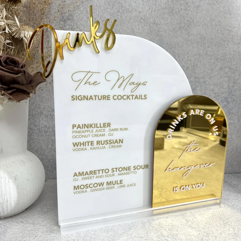 Custom Bar Menu with 3D Cutout - đánh giá và giá Table Number Gold