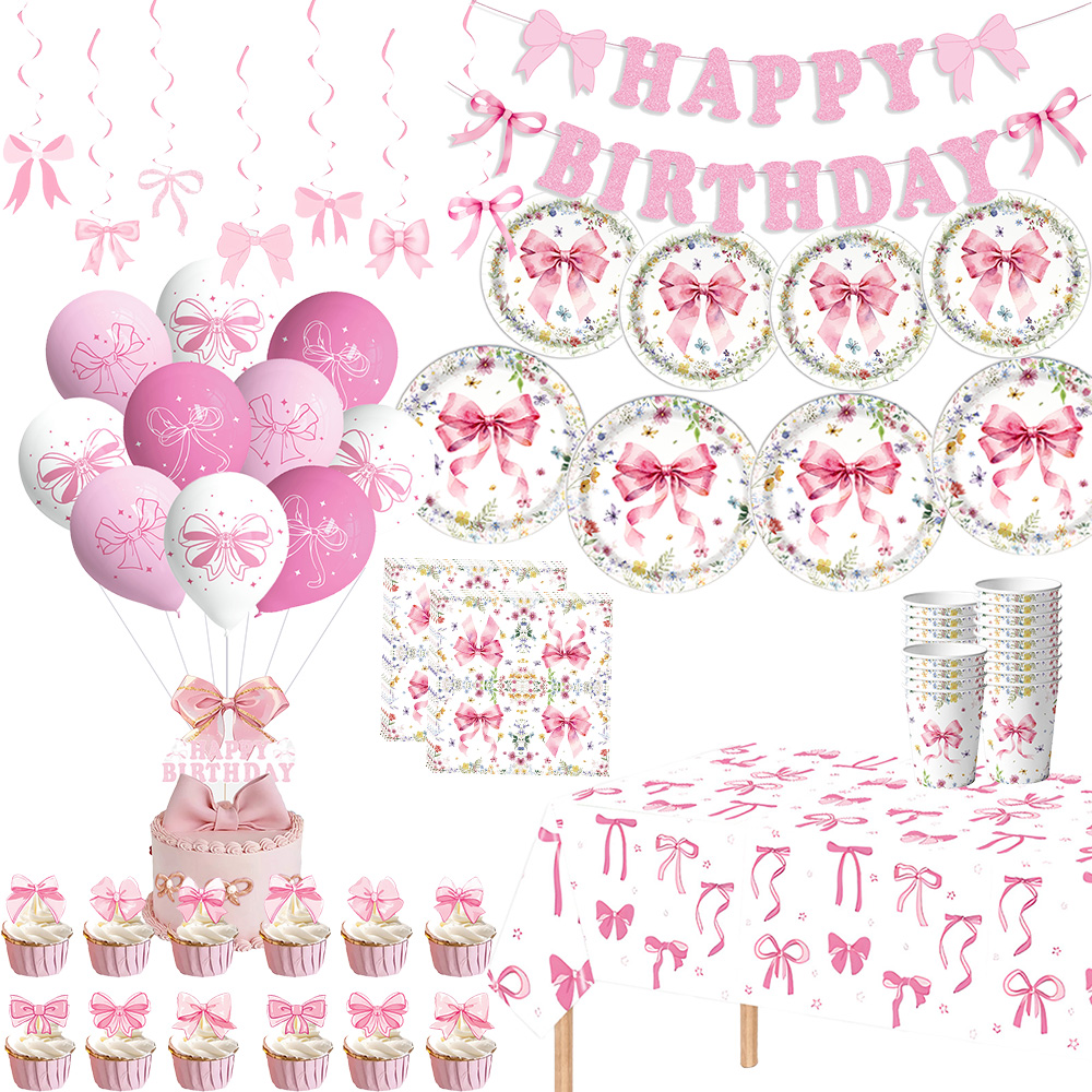 Pink Bow Girls Birthday Decora - đánh giá và giá Confetti Balloon Set
