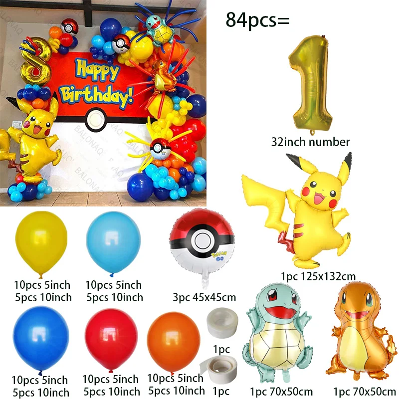 84pcs Pikachu Party Balloons G - đánh giá và giá Wedding Day Supply Kit