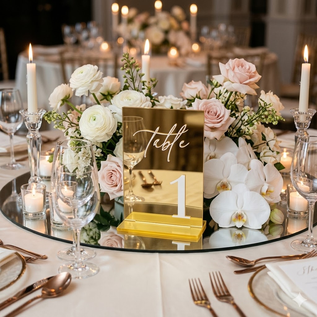 Gold Mirror Acrylic Table Numb - đánh giá và giá Table Number Gold