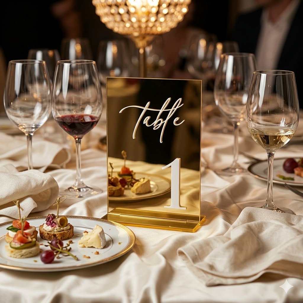 Gold Mirror Acrylic Table Numb - đánh giá và giá Table Number Gold