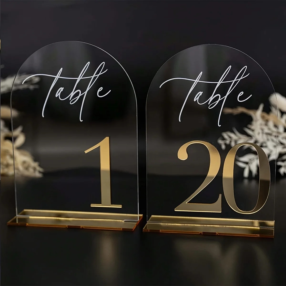 Custom 1 and 10pcs clear Acryl - đánh giá và giá Table Number Gold