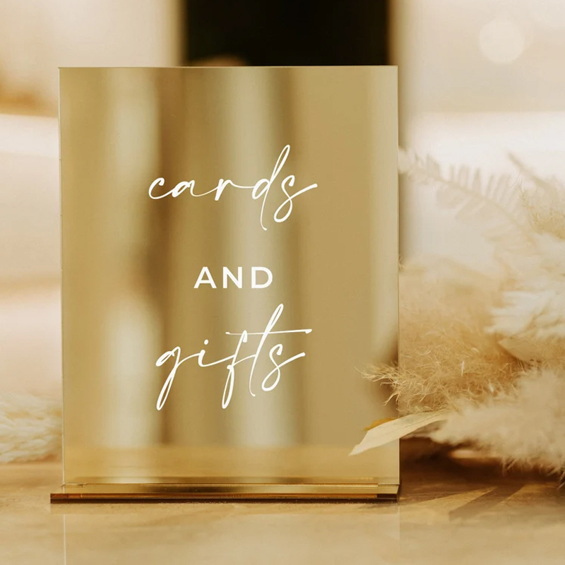 Rectangle Gold Mirror Wedding  - đánh giá và giá Table Number Gold