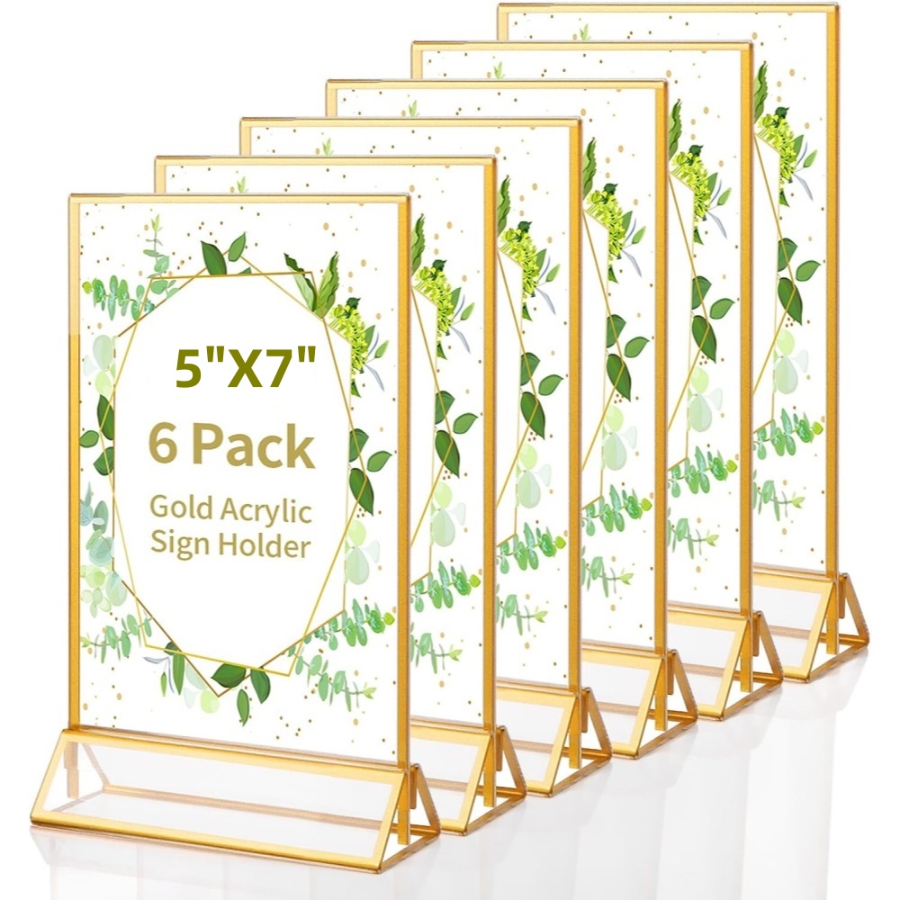6Pack 5x7 Clear Acrylic Sign H - đánh giá và giá Table Number Gold