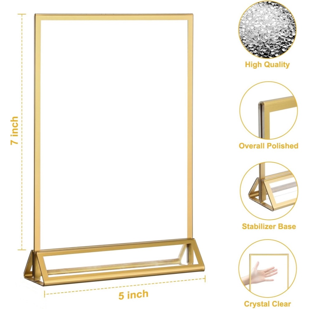 6Pack 5x7 Clear Acrylic Sign H - đánh giá và giá Table Number Gold