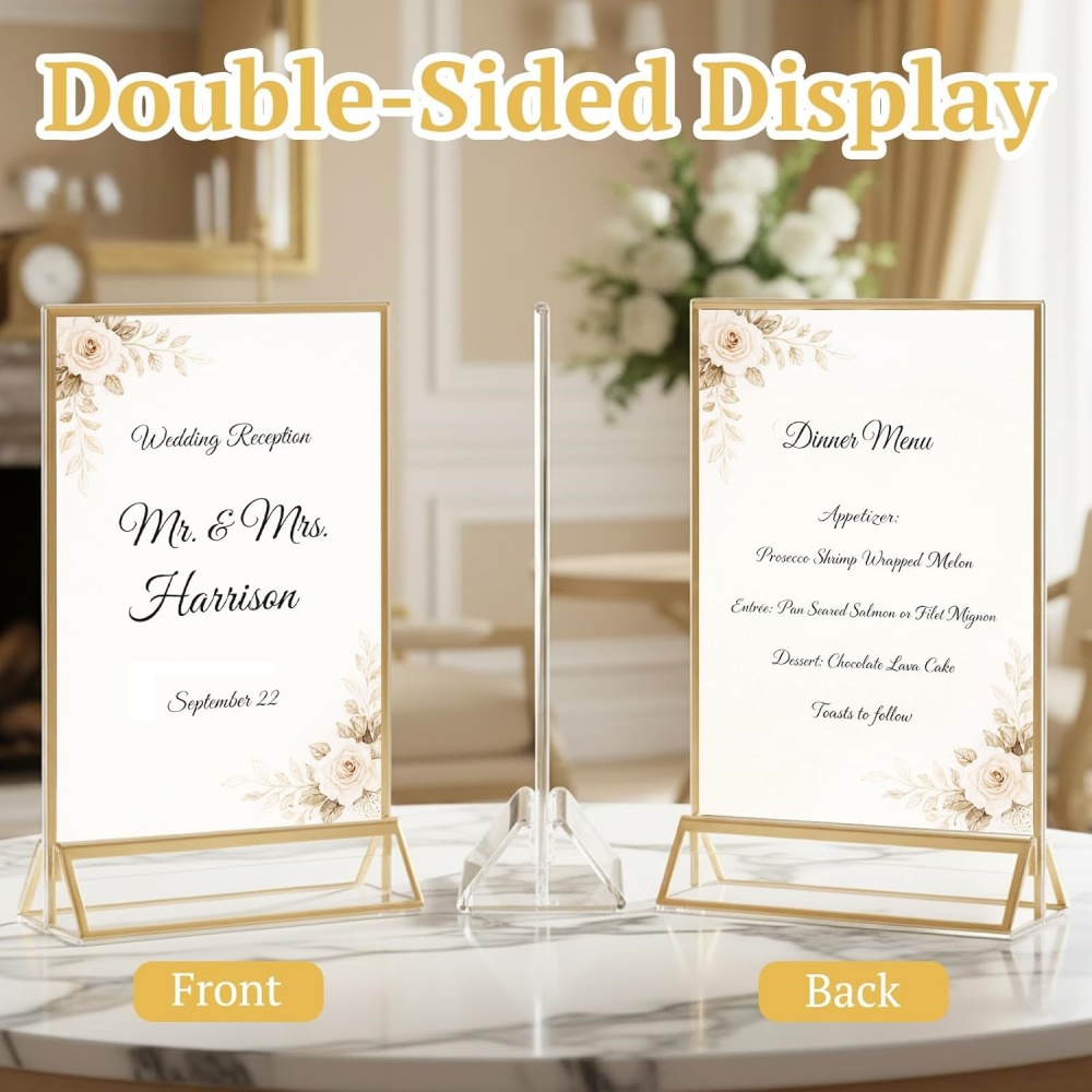6Pack 5x7 Clear Acrylic Sign H - đánh giá và giá Table Number Gold