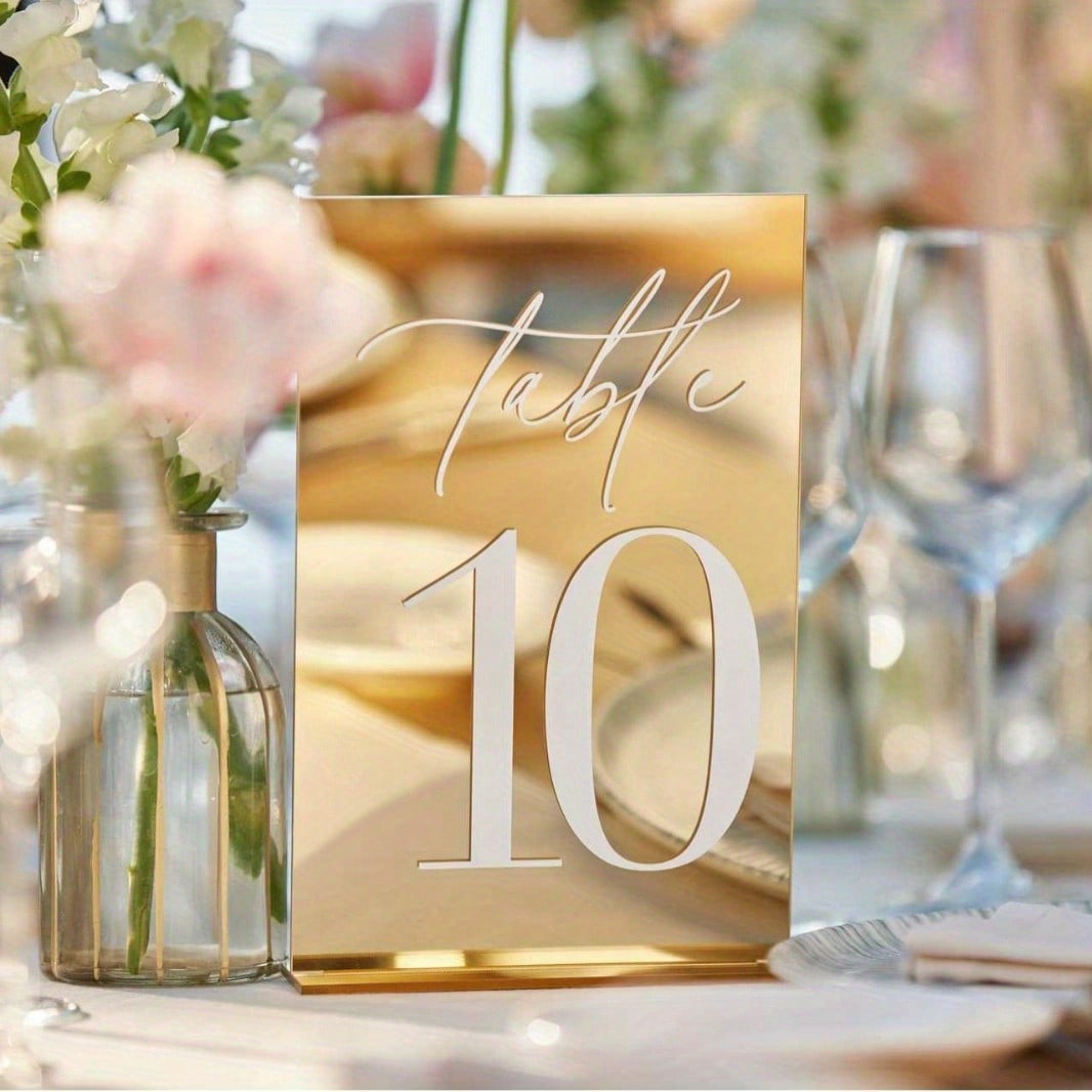 Gold Acrylic Mirror Number Tab - đánh giá và giá Table Number Gold