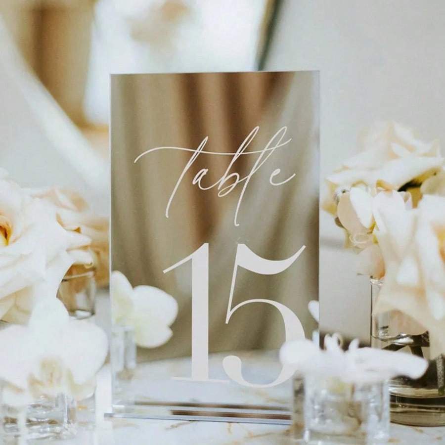 Gold Acrylic Mirror Number Tab - đánh giá và giá Table Number Gold