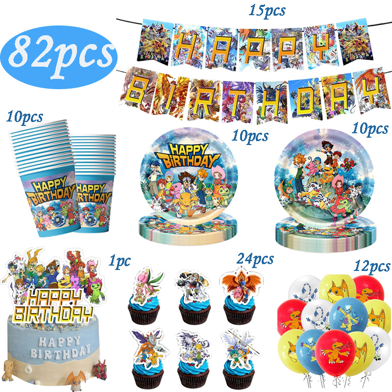 Digimon Themed Birthday Party  - đánh giá và giá Wedding Day Supply Kit
