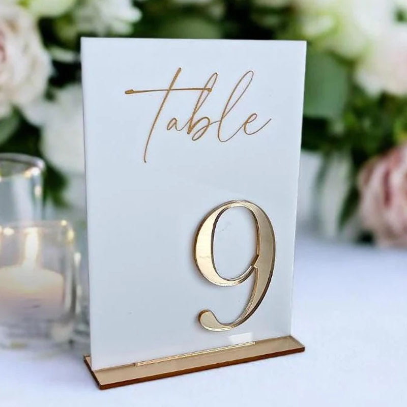 Wedding Table Numbers for Cere - đánh giá và giá Table Number Gold