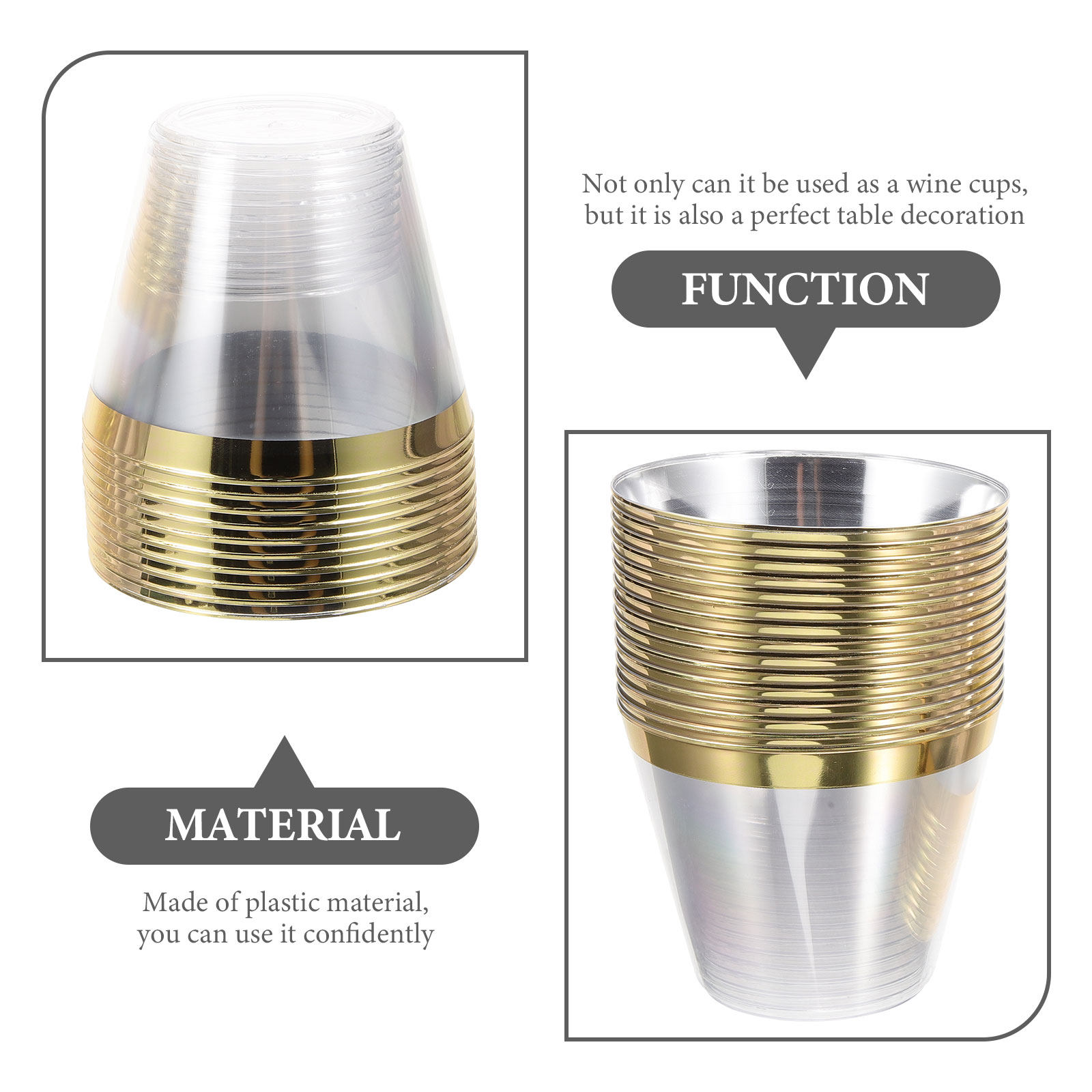 25pcs Gold Foil Plastic Clear  - đánh giá và giá Wedding Water Supply